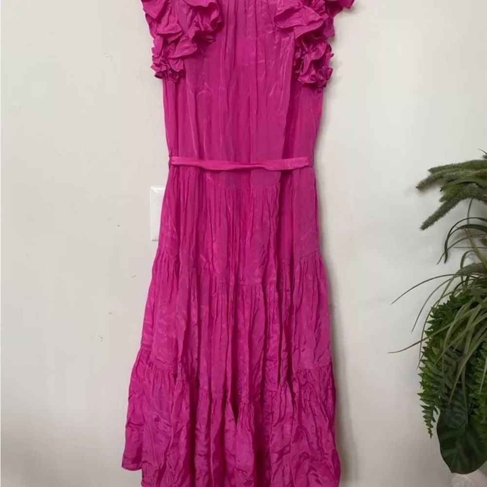 Karina Grimaldi Sabrina Vibrant Pink Sleeveless Silk Dress XS - Picture 5 of 14